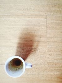 High angle view of coffee on table