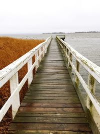 Pier over sea against clear sky