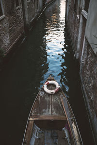 High angle view of bridge over canal