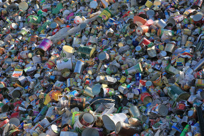 Full frame shot of garbage at junkyard