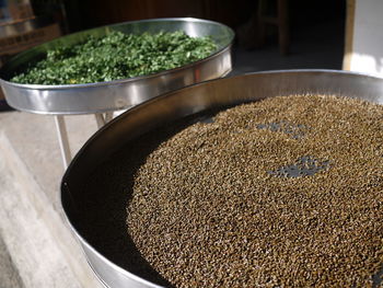 Close-up of coffee beans in kitchen