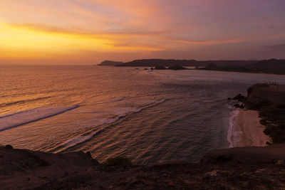 Sunset at indian ocean coastline