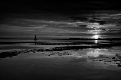 Scenic view of sea against sky at sunset