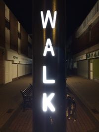 Information sign at night