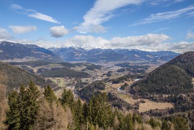 Panoramic view of landscape against cloudy sky