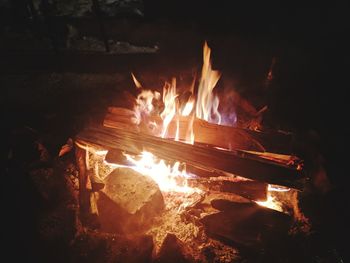 Close-up of bonfire at night