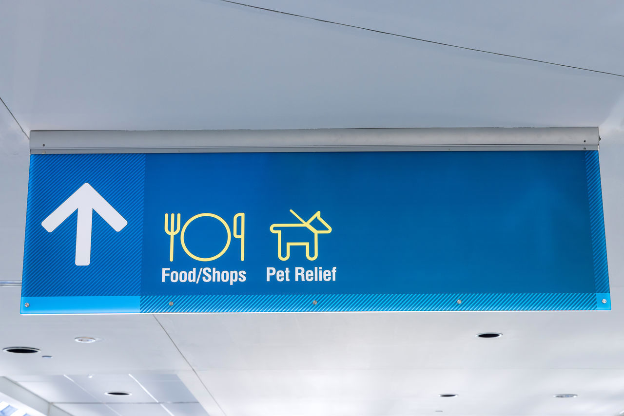 sign, communication, blue, arrow symbol, directional sign, travel, guidance, no people, symbol, transportation, text, indoors, journey, business, technology, airport, information sign, airplane, screenshot