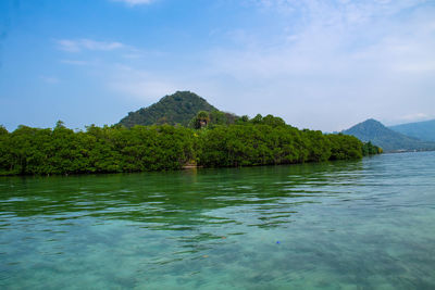 Scenic view of lake against sky