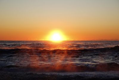 Scenic view of sea against sky during sunset