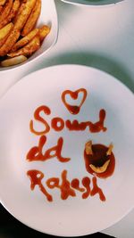 Close-up of heart shape on plate