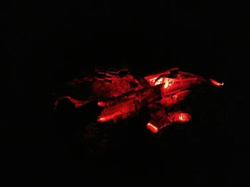 Close-up of bonfire against black background