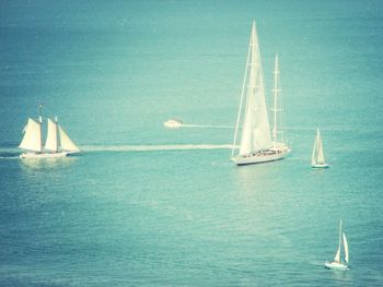 Boat sailing in sea