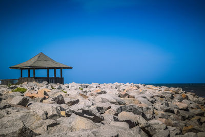 Scenic view of sea against clear sky