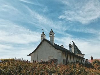 Low angle view of traditional building against sky