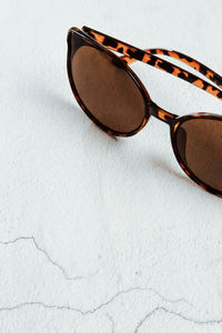 Close-up of eyeglasses on white background