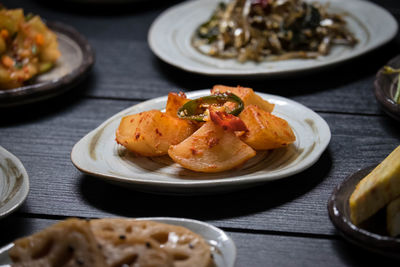 Close-up of food served in plate