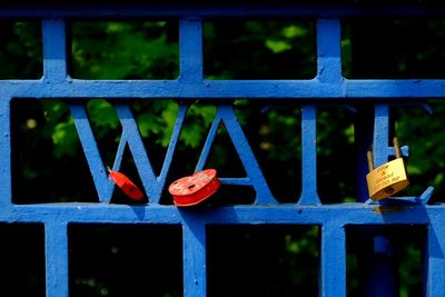 Close-up of metal fence