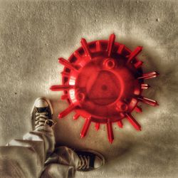 Close up of red art