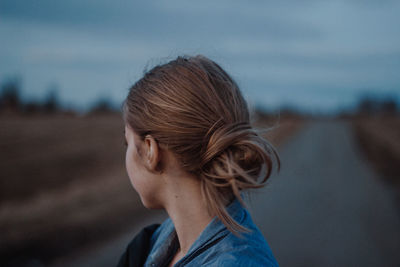 Close-up portrait of a young woman