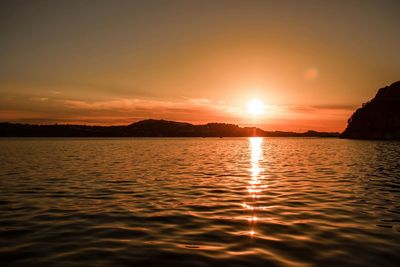 Scenic view of sunset over sea