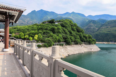 Scenic view of mountain range against sky