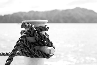 Close-up of rope tied to boat