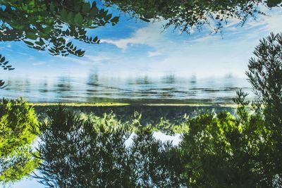 Scenic view of lake against sky