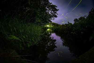 Scenic view of river against sky at night