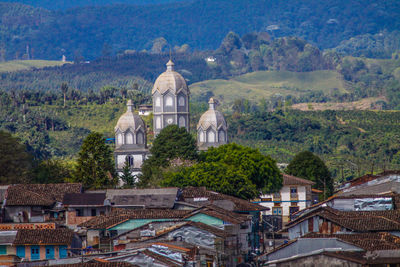 High angle view of building in city