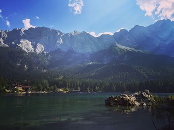 Scenic view of mountains against sky