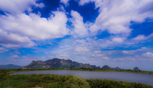 Scenic view of lake against sky