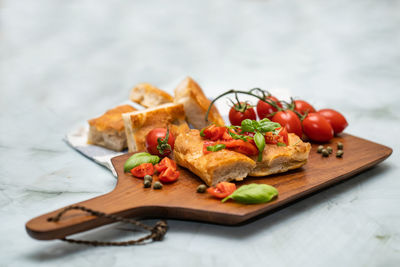 Close-up of breakfast served on table