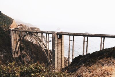 Bridge over river against clear sky