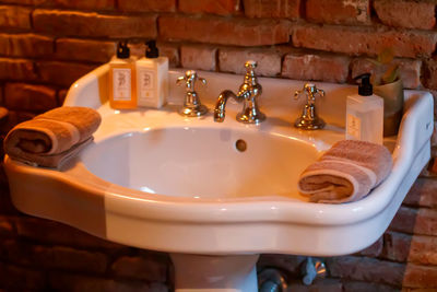 Close-up of sink in bathroom