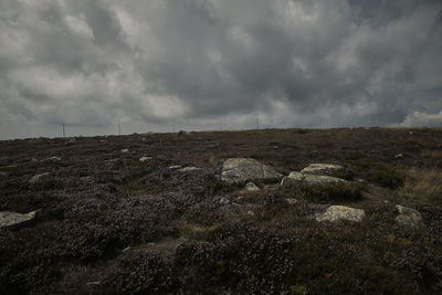 Scenic view of land against sky