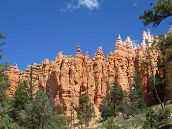 Low angle view of rock formation against sky