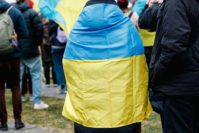 Ukrainian flags at the anti-war demonstration in berlin
