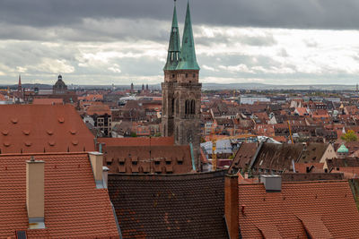 View from nuremberg castle at the old city of nuremberg, bavaria, germany in autunm