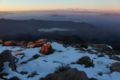 Scenic view of mountains during winter