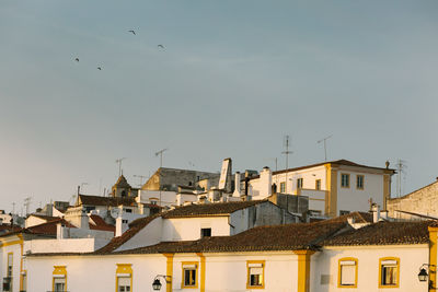 Low angle view of residential buildings against sky