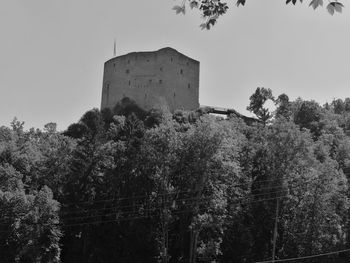 Low angle view of castle against clear sky