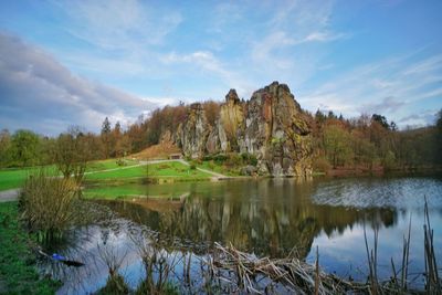 Scenic view of lake against sky