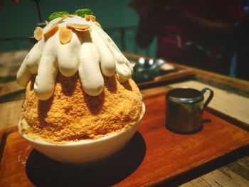 Close-up of breakfast on table