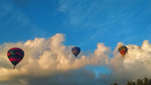 Low angle view of hot air balloon against sky