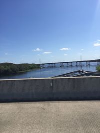 View of bridge against blue sky