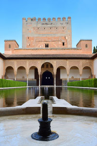 Fountain in front of building