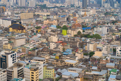 High angle view of buildings in city