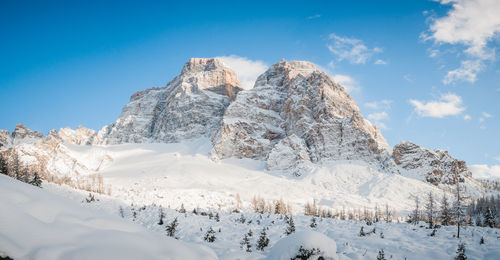 Snow covered mountain against sky