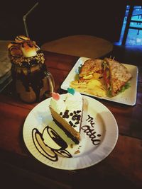 Close-up of served food in restaurant