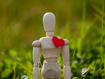 Close-up of stuffed toy on field